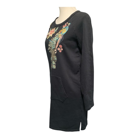 Driftwood Layla Peacock Sweatshirt Dress Size S - Picture 3 of 9